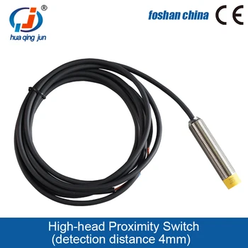 Huaqingjun NO Circular Proximity Switch Расстояние обнаружения 4 мм Индуктивный датчик для ПЛК