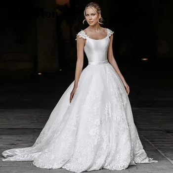 Модное свадебное платье Ethymon с открытой спиной и аппликацией на пуговицах, свадебное платье 2023 года, Персонализированное атласное платье Vestidos De Novia