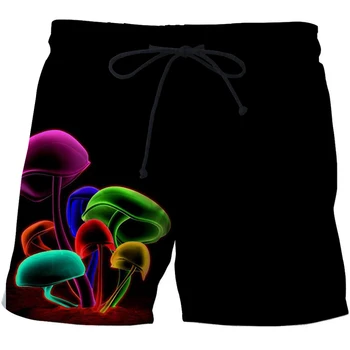 Мужские купальники, короткие разноцветные грибы, 3d шорты для серфинга, пляжные шорты, мужские плавки, мужской купальник, спортивные брюки, трусы для мальчика