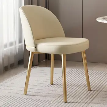 Роскошный обеденный стул Nordic Light Домашний Кожаный стул со спинкой Современный Простой обеденный стул для столовой С утолщенной подушкой