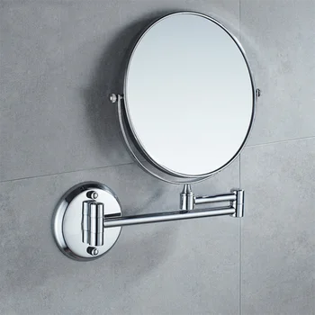 Хромированное круглое 8-дюймовое настенное зеркало, Косметическое зеркало для туалетного столика, Двухсторонние 5-кратные увеличительные зеркала для макияжа в ванной, Поворотные зеркала на 360 градусов