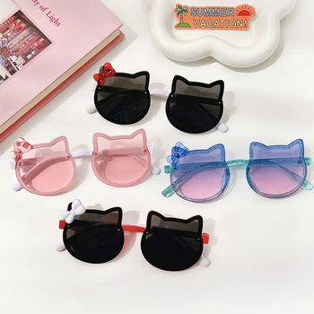 Детские Винтажные поляризованные солнцезащитные очки без оправы с милыми животными из мультфильмов для мальчиков и девочек, солнцезащитные очки для улицы, детские солнцезащитные очки UV400