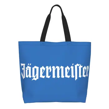 Сумки-тоут с логотипом Jagermeister с кавайным принтом, моющаяся холщовая сумка для покупок через плечо