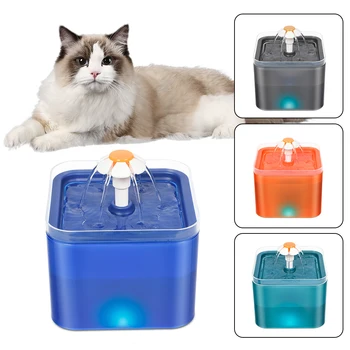 Со светодиодной подсветкой, зарядкой через USB, автоматическим дозатором воды для домашних животных с рециркуляцией фильтрации для питьевого фонтанчика для кошек с пресной водой