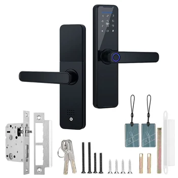 Биометрический Дверной замок с отпечатками пальцев WF-H6 Black Smart Lock Tuya App BLE Дистанционная Разблокировка Замка Без ключа Электронный Дверной Замок RFID-карта 2