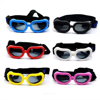 1ШТ Красочные Солнцезащитные очки для маленьких собак, Ветрозащитные Противотуманные Очки, Регулируемый ремешок, Солнцезащитные очки для домашних животных, Защита от ультрафиолета, Аксессуары для собак