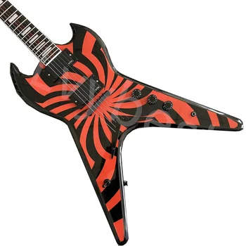 Лучшая Черно-оранжевая уникальная электрогитара специальной формы 2023 года, новая популярная высококачественная гитара на заказ