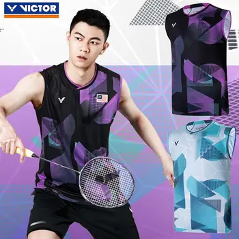Футболки Victor спортивная трикотажная одежда спортивная одежда для бадминтона без рукавов для мужчин женские топы LEE Zii Jia