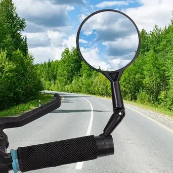 Широкоугольное зеркало с четким обзором, Небьющееся для безопасности езды на велосипеде Зеркало с поворотом на 360 градусов, Велосипедное зеркало на руле для MTB