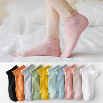 5 пар / лот Женские однотонные удобные носки Harajuku Модные базовые повседневные мягкие простые базовые носки новая уличная одежда