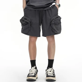Мужская летняя технологичная одежда, короткие джоггеры для бега трусцой, модные шорты в стиле хип-хоп с большими карманами, уличная одежда, тактические брюки-карго.