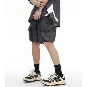 Мужская летняя технологичная одежда, короткие джоггеры для бега трусцой, модные шорты в стиле хип-хоп с большими карманами, уличная одежда, тактические брюки-карго. 2