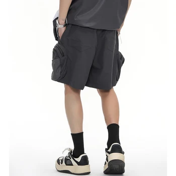 Мужская летняя технологичная одежда, короткие джоггеры для бега трусцой, модные шорты в стиле хип-хоп с большими карманами, уличная одежда, тактические брюки-карго. 3