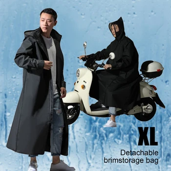 2023 Мотоциклетный плащ, женское / мужское пончо с капюшоном на молнии, Мотоциклетные дождевики, длинная походная экологическая дождевиковая куртка XL / XXL