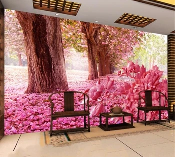 beibehang, 3D обои на заказ любого размера, высококачественный резной пион из цельного дерева, романтическая цветущая вишня, фоновая стена для гостиной