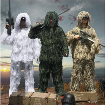 3D Маскировочный костюм, 5 ШТ., Военная камуфляжная одежда для снайпера, тактический камуфляж охотника, костюм Джилли, охотничий костюм для снайпера, армейская одежда для птиц
