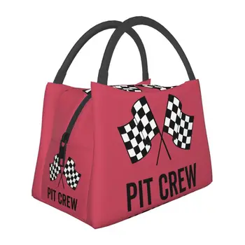 Экипаж гоночного автомобиля Pit Crew с клетчатым флагом, изолированные сумки для ланча для женщин, гоночный спорт, Сменный термоохладитель, коробка для бенто, Отделение в больнице