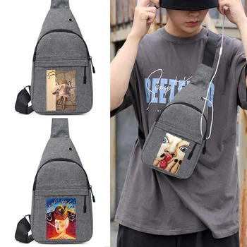 Мужская сумка на плечо, холщовые поясные сумки, слинг-сумка, забавный принт, спорт на открытом воздухе, мужская сумка через плечо, маленькая сумка для телефона, дорожный кошелек 0