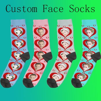 Персонализированные Мужские и женские носки с 3D сердцем, бесплатная доставка, Ваш текст, изображение, лицо, Русалка, Пользовательские носки с фотографией