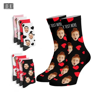 Пользовательские носки Love с 3D-печатью, персонализируйте носки с текстом для фотографий, Модные повседневные хлопчатобумажные носки Happy для женщин, подарок на День Святого Валентина