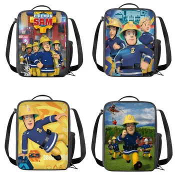 Портативный Детский Ланчбокс для Детского Сада Fireman Sam Children Lunch Bag Термоизолированный Ланчбокс Bento Box с Плечевым Ремнем