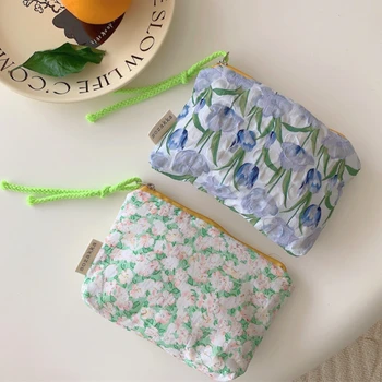 Женский клатч в стиле ретро с цветочным рисунком, маленькие сумочки, простые портативные женские сумки для хранения, косметичка, женская косметичка, сумка для макияжа