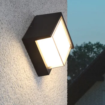 Настенный светильник открытый 160 мм 120 мм 10 Вт Балконный светильник Круглый квадратный Ip65 Качественный черный Современный алюминиевый настенный светильник для дома