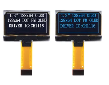 IPS 1,3-дюймовый 16-контактный SPI бело-синий OLED-экран, совместимый с CH1116 SH1106 Drive IC 128 * 64