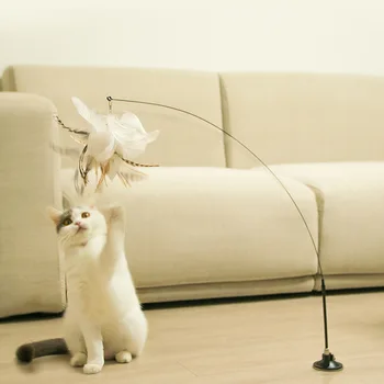 Имитирующая Птица интерактивная игрушка для кошек Забавная птичка из перьев с колокольчиком Игрушка-палочка для кошек для котенка, играющего в Тизерную палочку, игрушки для кошек