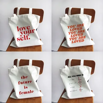 Женские сумки Girl Power Quotes Холщовая сумка-тоут Женская Эко многоразовая сумка для покупок через плечо большой емкости