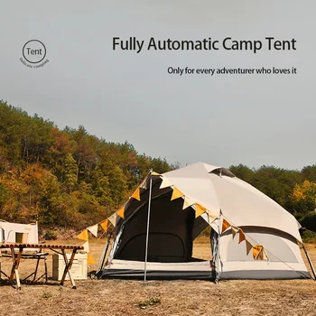 Полностью автоматическая палатка для кемпинга на открытом воздухе с шестиугольным грибом, быстро открывающаяся для семьи из 4-8 человек, УФ-тент для самостоятельного вождения автомобиля для альпинизма