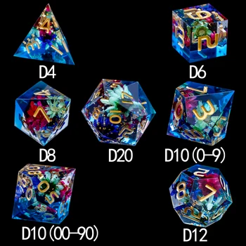 Dnd Sharp Edge Ручной Работы D20 RPG Многогранный Набор Кубиков Из Смолы с цветами D и D Для Ролевых игр Dungeon и Dragon Pathfinder 3