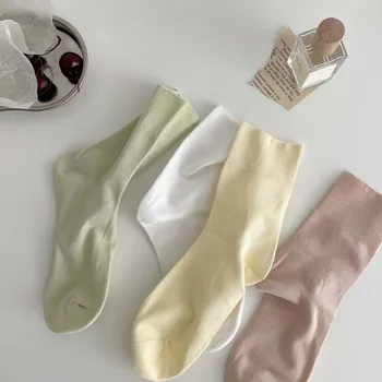 Весенне-летние носки, детские носки Ins, модные Корейские носки с тонкой длинной трубкой, женские носки из расчесанного хлопка с закатанным краем, Лунные носки 4