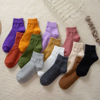 Японские модные однотонные короткие носки, женские повседневные хлопковые дышащие носки до щиколотки с глубоким вырезом, милые короткие носки для девочек в стиле колледжа 0