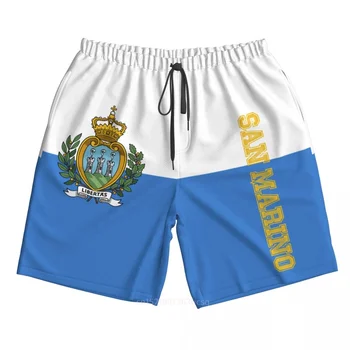 Летние мужские пляжные шорты с 3D принтом флага страны Сан-Марино из полиэстера 2023 года, летние брюки для бега с карманами на пляже