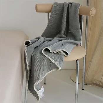 Летнее одеяло для новорожденного, пеленание, Вязаное муслиновое однотонное покрывало для дивана, украшение для детской коляски, чехол для пеленания, детское одеяло 1