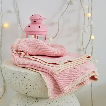 Летнее одеяло для новорожденного, пеленание, Вязаное муслиновое однотонное покрывало для дивана, украшение для детской коляски, чехол для пеленания, детское одеяло 2