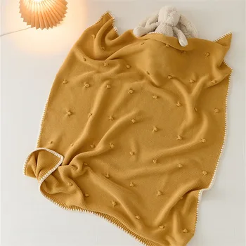 Летнее одеяло для новорожденного, пеленание, Вязаное муслиновое однотонное покрывало для дивана, украшение для детской коляски, чехол для пеленания, детское одеяло 5