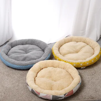 Креативная новая подушка для кошек из овечьего флиса в простом стиле, сетка для кошачьего гнезда, красное холщовое круглое гнездо, Летнее гнездо для домашних животных
