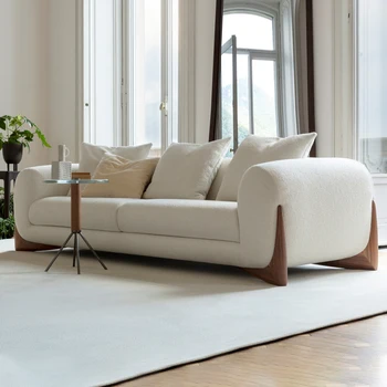 Размер дивана из итальянской ткани, семейная гостиная, комбинация диванов для трех человек, прямой ряд цельной мебели
