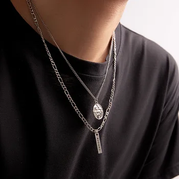 Новое дизайнерское двухслойное металлическое ожерелье с подвеской в виде змеи для женщин, мужчин, подростков, длинное ожерелье с буквами, модные ювелирные изделия в стиле панк-хип-хоп