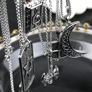 Подвески с компасом в стиле панк-викинг, ожерелья для бойфренда, мужская цепочка из нержавеющей стали, ювелирные изделия, креативный подарок, оптовая продажа, прямая поставка