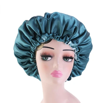 Обратимые атласные шапочки для волос, Двухслойная ночная шапочка с регулировкой сна, головной убор, шапочка для вьющихся упругих волос, аксессуары для укладки волос