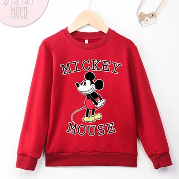 Детская толстовка Disney, пуловер Harajuku с принтом Микки Мауса, повседневные топы для мальчиков и девочек, детская одежда в стиле аниме