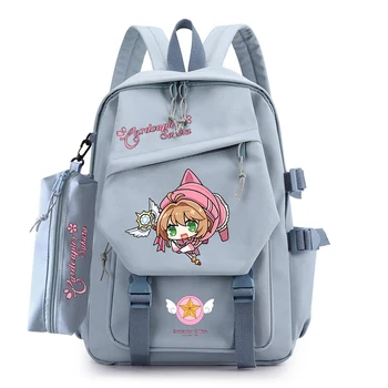 Новая модная Школьная сумка Card Captor Sakura большой емкости Kawaii с несколькими карманами, Женский рюкзак Harajuku Cute Mochila