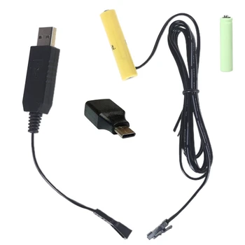 Съемный 2в1 USB/Type C Батарейный Отсекатель AAA, Повторное Использование Фиктивных Батареек AAA для светодиодных Ламп, Часов, Игрушек 1,5 В-6 В на Выбор