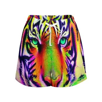 Красочные шорты с тигровым принтом, сексуальные шорты с высокой талией, женская уличная одежда, укороченные брюки Оверсайз, летние низы с принтом 1