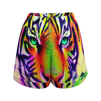 Красочные шорты с тигровым принтом, сексуальные шорты с высокой талией, женская уличная одежда, укороченные брюки Оверсайз, летние низы с принтом 2