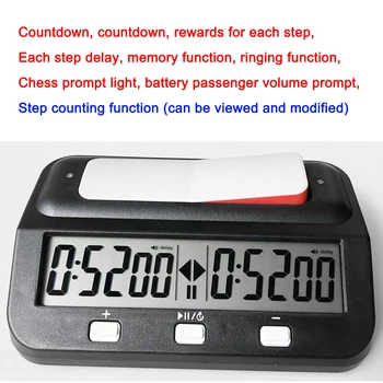 Таймер обратного отсчета Профессиональные цифровые шахматные часы с пластиковым питанием от батарейки, многофункциональные и легкие для тренировок 4