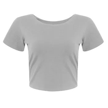 2022 Новые летние футболки с коротким рукавом, женская хлопковая однотонная футболка с круглым вырезом, базовая укороченная футболка с низом, женская повседневная футболка